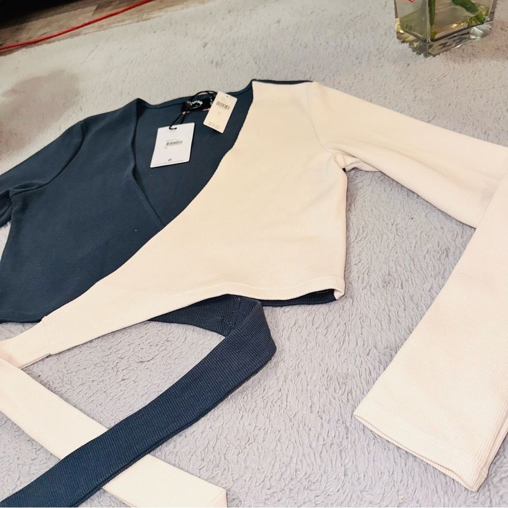 Anthropologie the Luna Kyra wrap top denim color - Picture 11 of 17